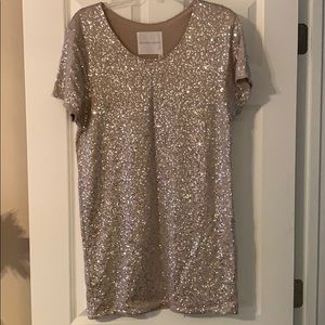 Tan casual sparkly sequin dress